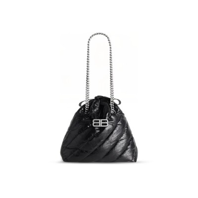 BALENCIAGA WOMEN'S CRUSH TOTE BAG SMALL IN BLACK 742942210J01000 (25.9*23.8*9.9cm)
